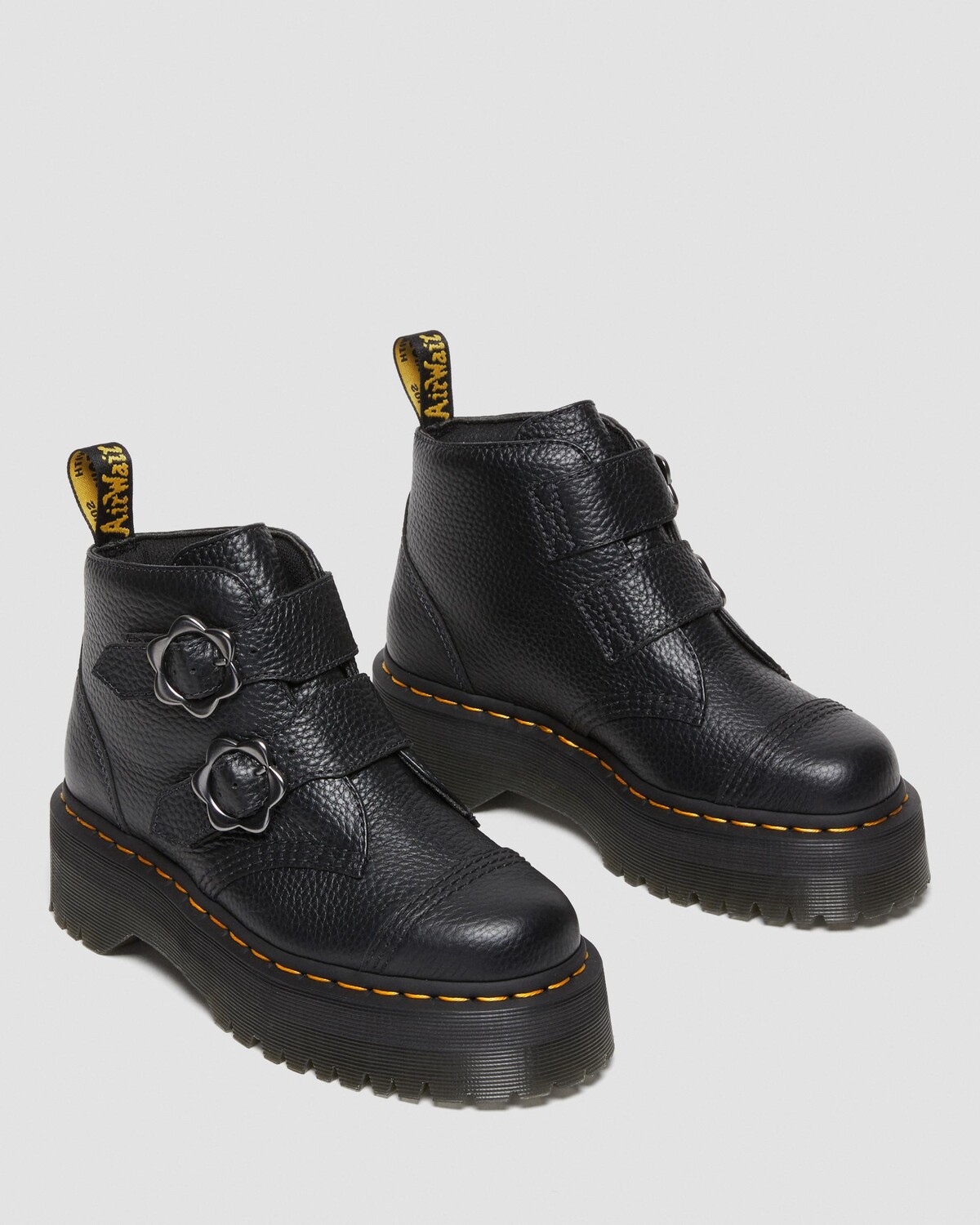 

Кожаные ботинки на платформе с цветочной пряжкой Devon Dr. Martens