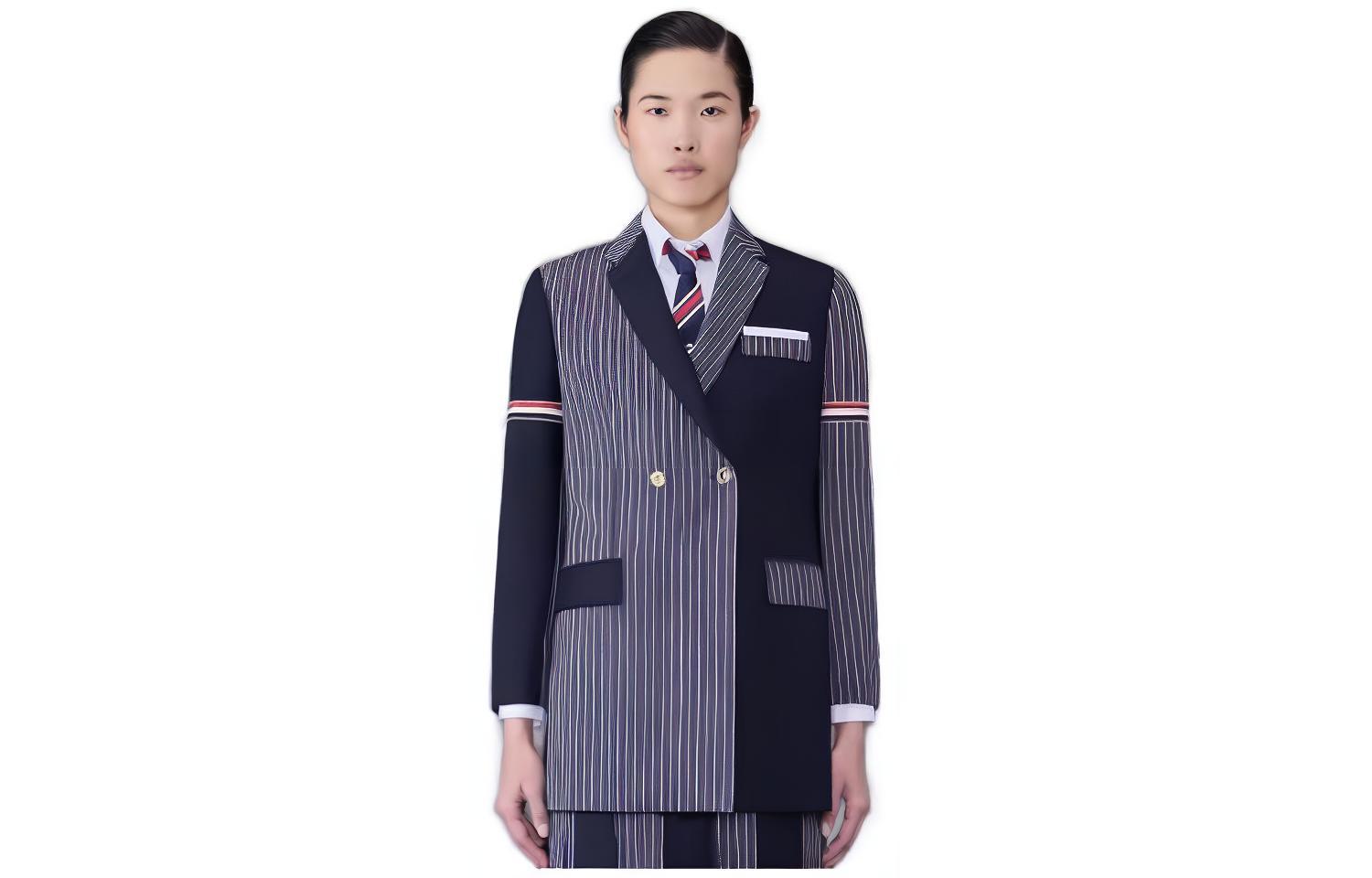 

THOM BROWNE Пиджак в стиле пэчворк с пуговицами, Marine Blue