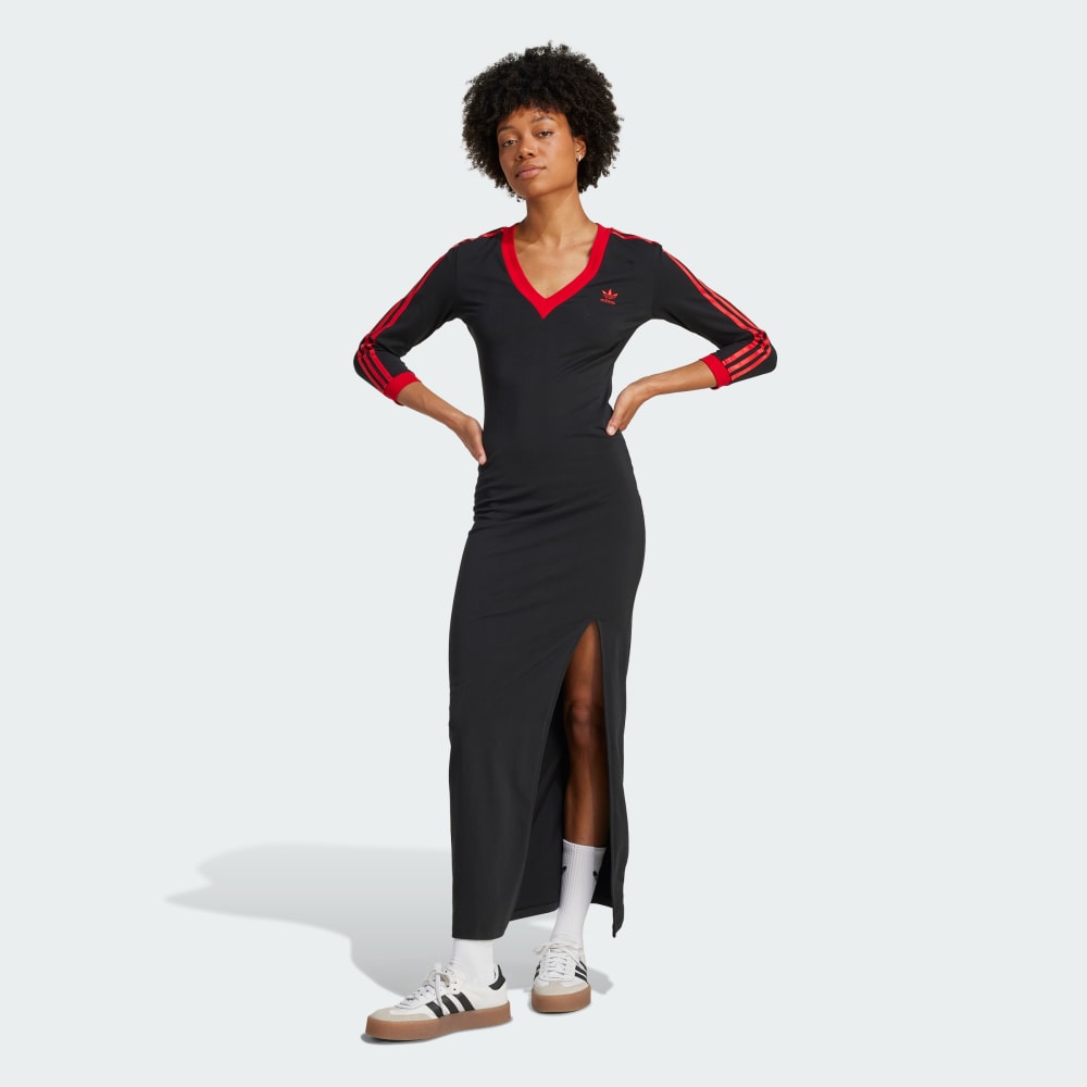 

Платье Adidas Adicolor Classics 3-Stripes Maxi Dress, цвет Black/Better Scarlet