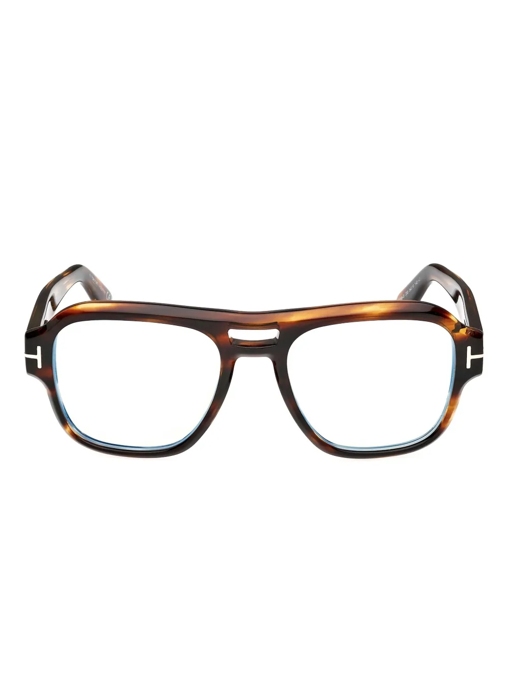 

Очки с двойной перемычкой и деталями на шарнирах Tom Ford, коричневый