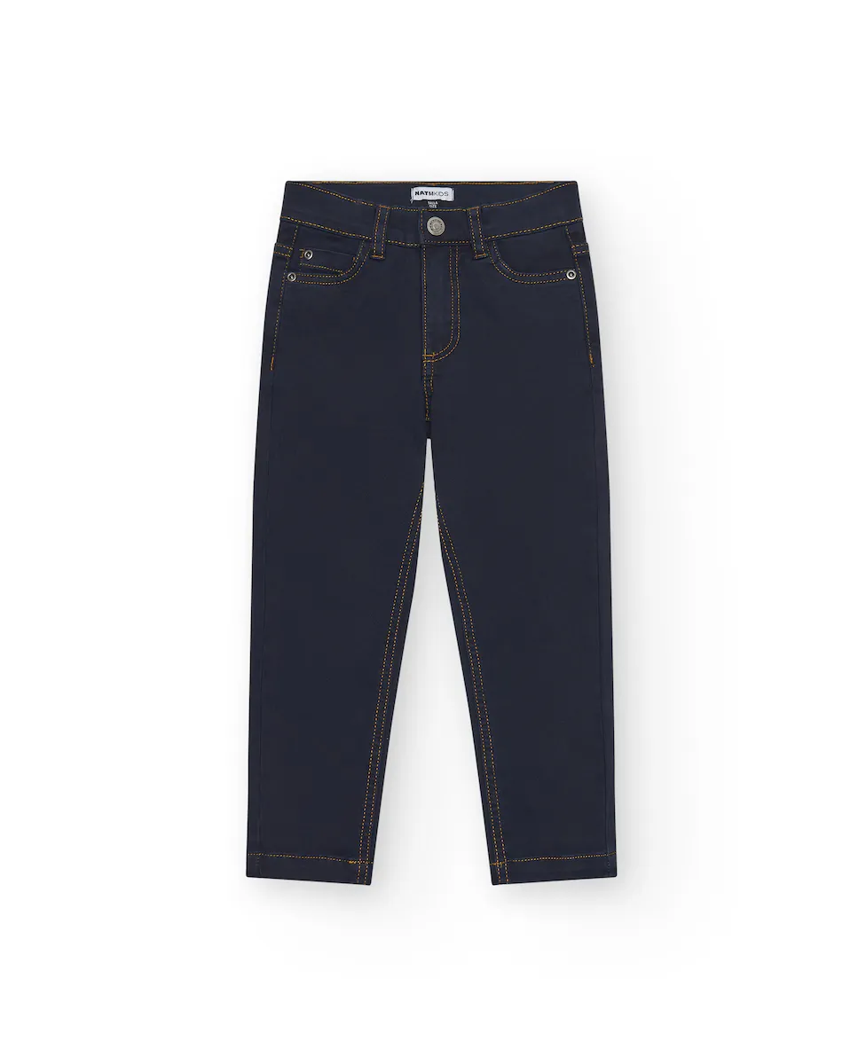 

Детские брюки с пятью карманами и контрастной строчкой Tuc tuc, темно-синий