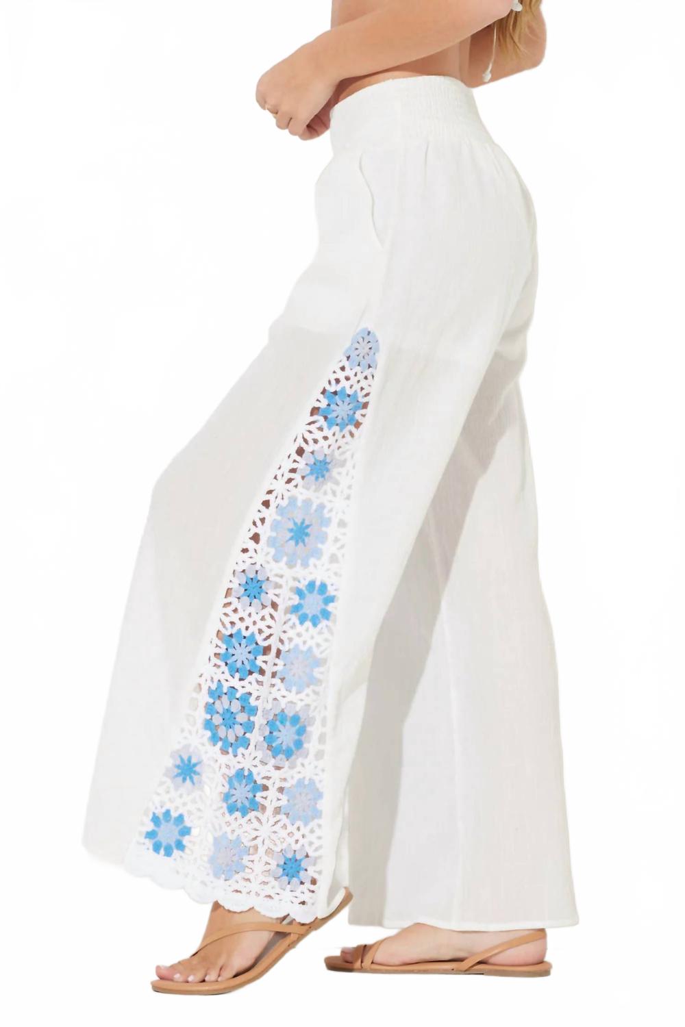 

Брюки с вставками из кружева, белые Ocean drive