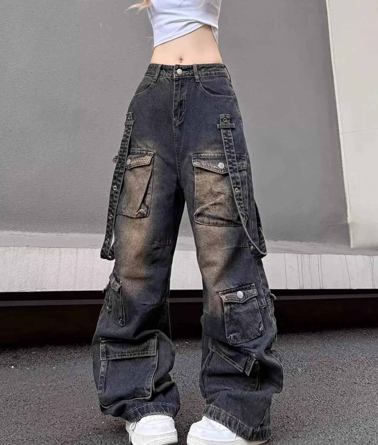 

Багги карго джинсы для женщин с карманами Prolychil