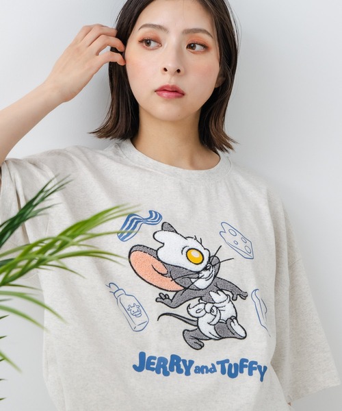 

Футболка оверсайз унисекс с приспущенными плечами TOM&JERRY, бежевый