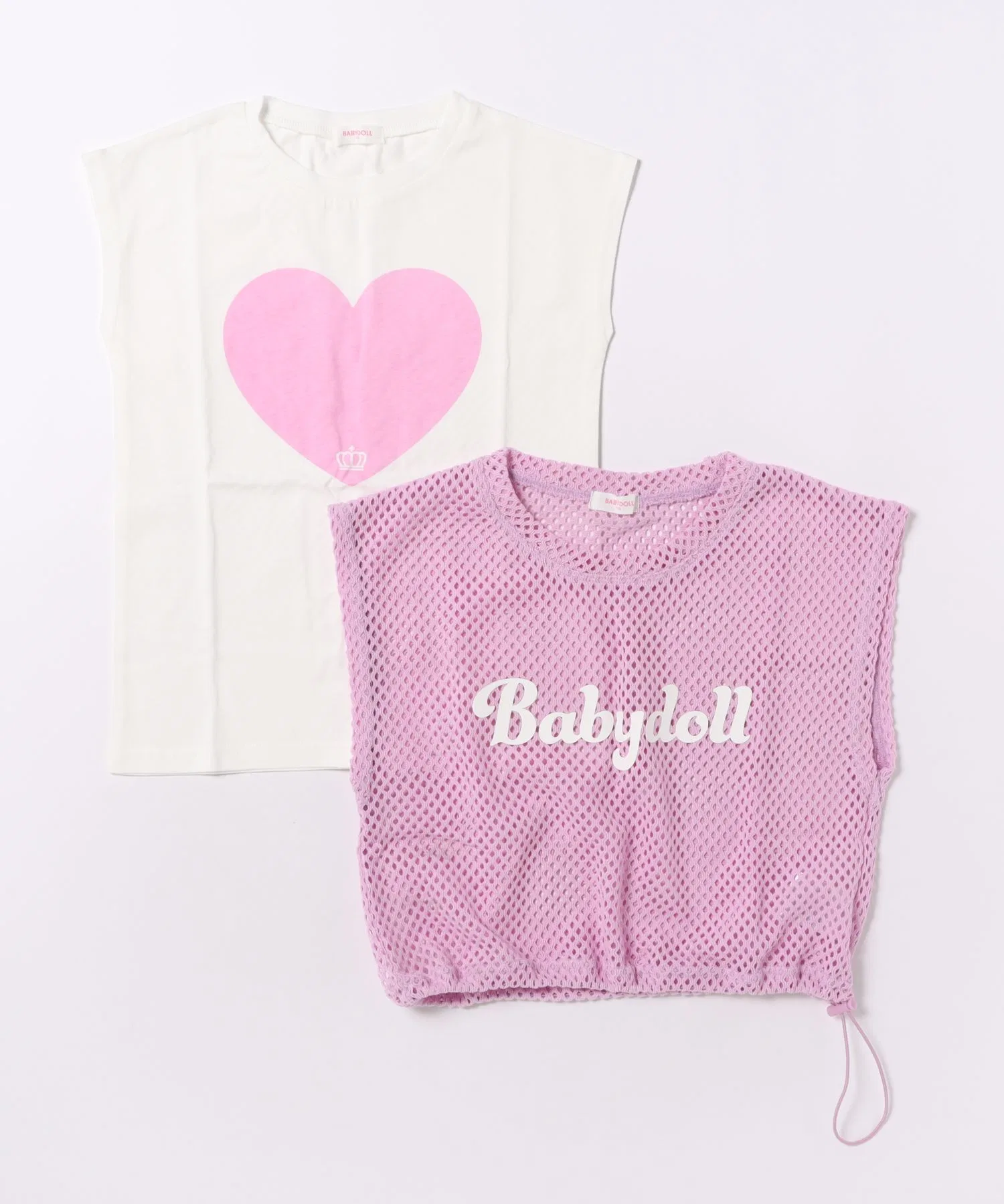 Детская футболка-сетка BABYDOLL с сердечками фиолетовая — фото 2