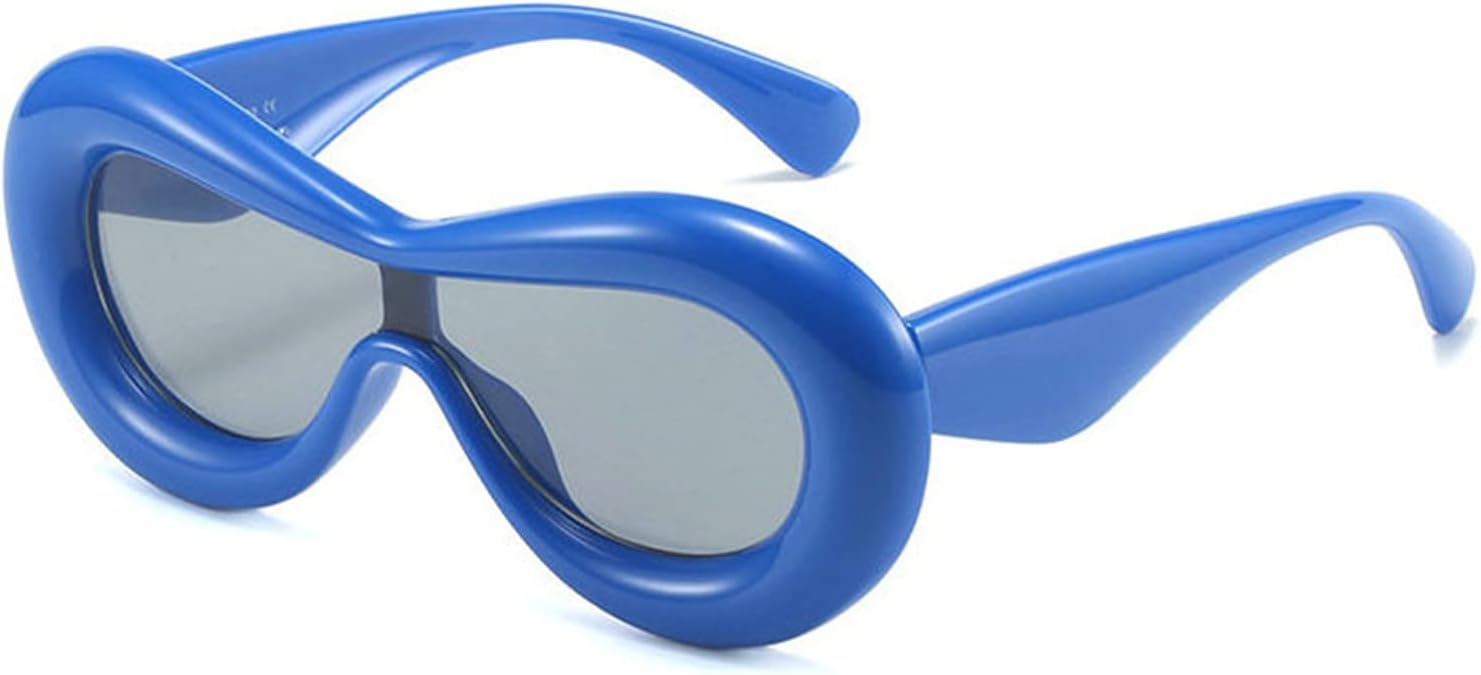 

Willochra — большие цельные солнцезащитные очки конфетных цветов для женщин, модные очки с овальными линзами для мужчин, трендовые солнцезащитные очки желтого и розового цвета, Blue