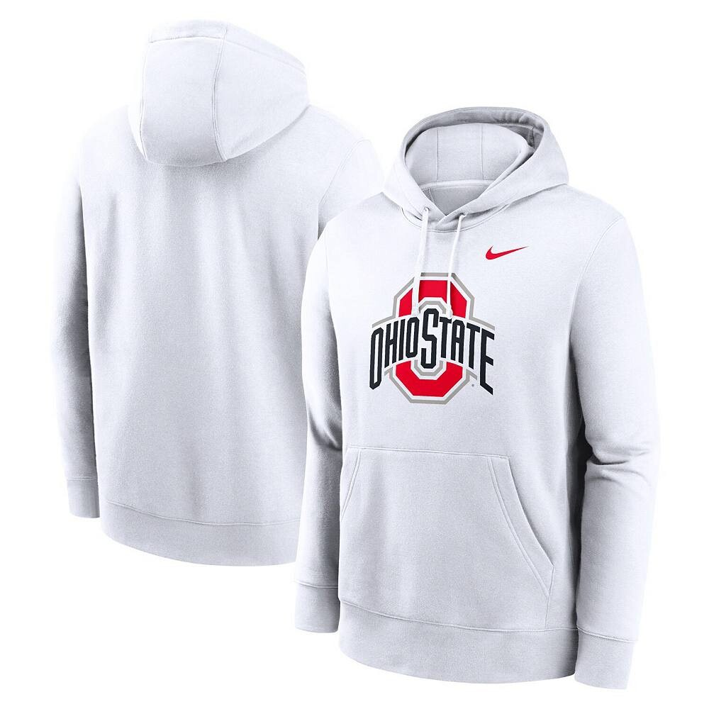 Мужской флисовый пуловер с капюшоном Nike White Ohio State Buckeyes Primetime Evergreen Club, цвет Osu White — фото 2