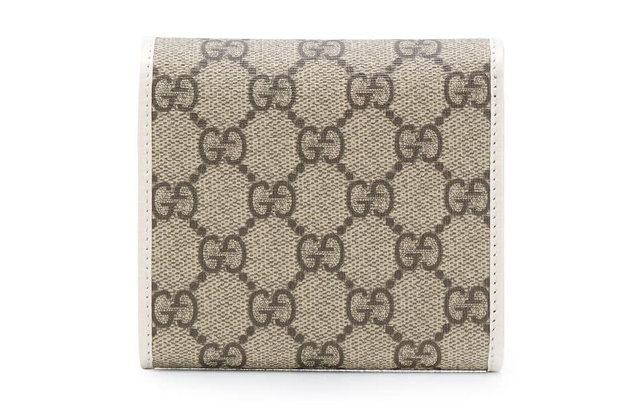 GUCCI Женский кошелек из кожи с канвасными вставками Эбони Уайт — фото 3