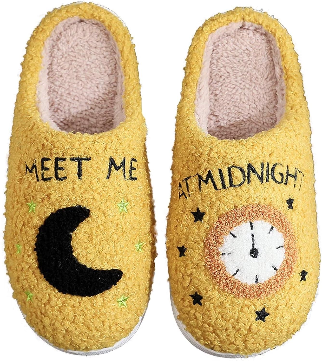 

Тапочки «Встретимся в полночь» для женщин и мужчин, пушистые тапочки из пены с эффектом памяти, теплые зимние тапочки, мягкие и уютные тапочки, домашние тапочки для пар, для дома и улицы Generic, желтый