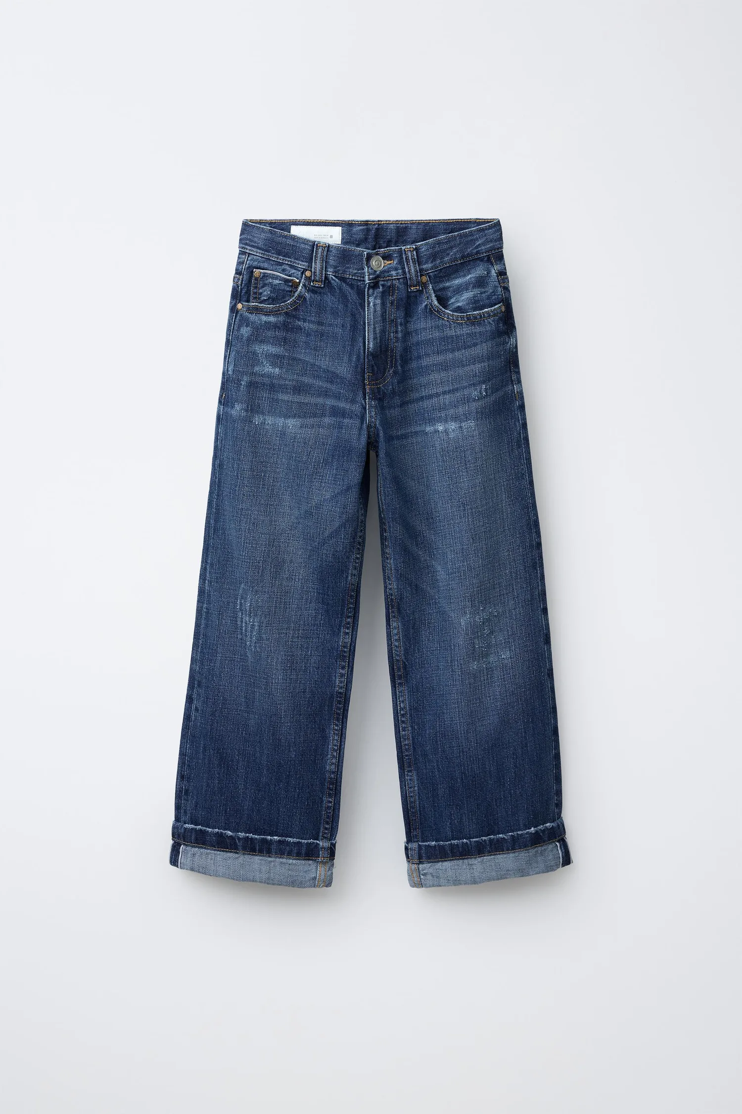 Свободные джинсы с подвернутым краем из кромки Zara, синий