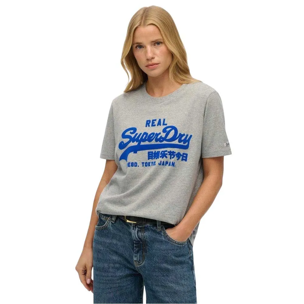 

Футболка с коротким рукавом Superdry Vintage Logo Flock, серый