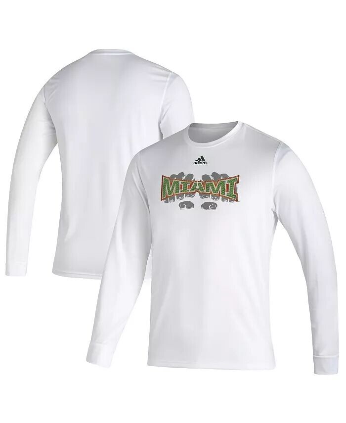 

Мужская белая футболка Miami Hurricanes Touchdown Ring Creator с длинным рукавом adidas