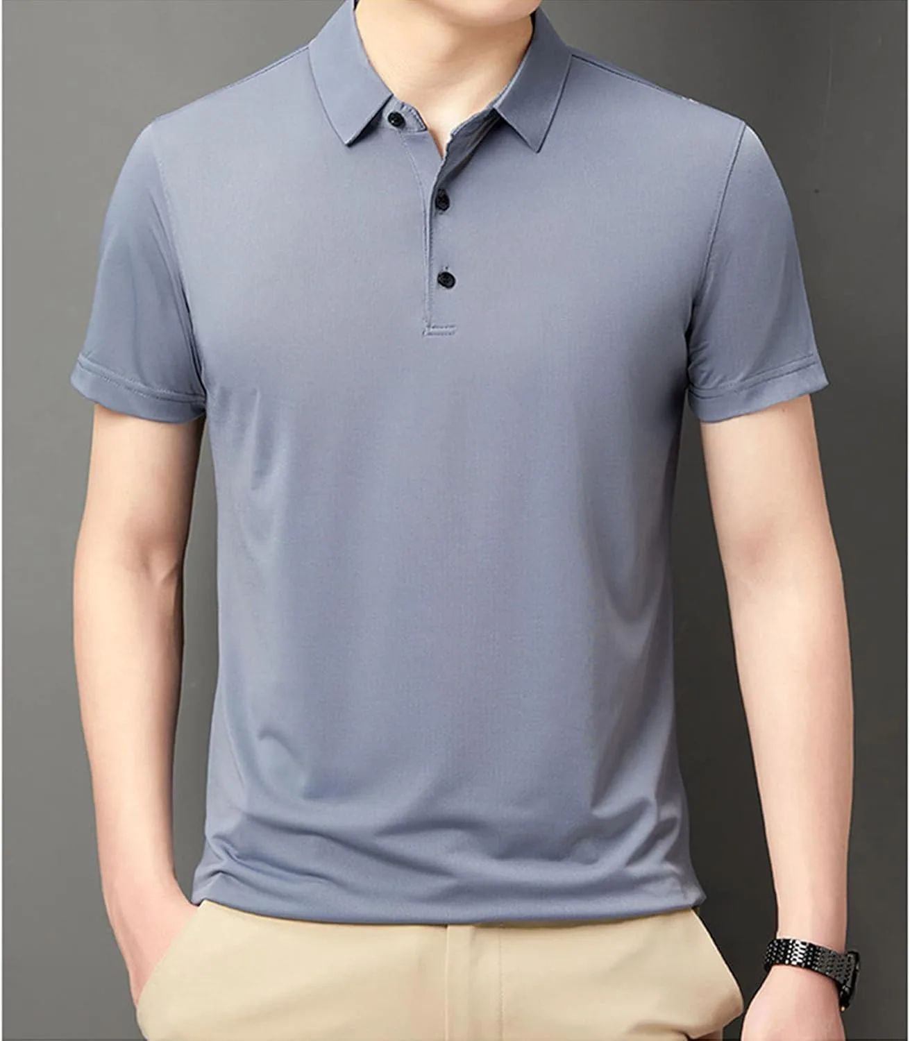 Мужская рубашка с воротником и коротким рукавом Regular-Fit — фото 3
