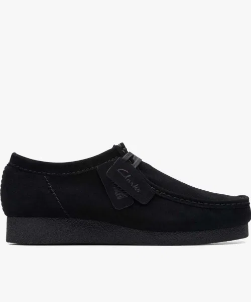 Мужские/женские мокасины из замши Clarks WallabeeEVO WP чёрные — фото 2
