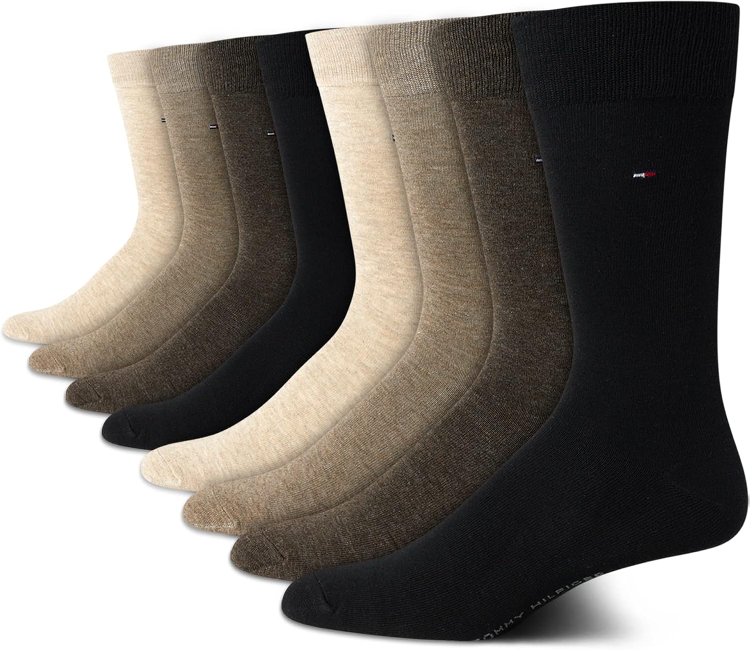 

Мужские носки Tommy Hilfiger из дышащей эластичной ткани с мягкой подкладкой - 8 пар, Taupe Heather Assorted