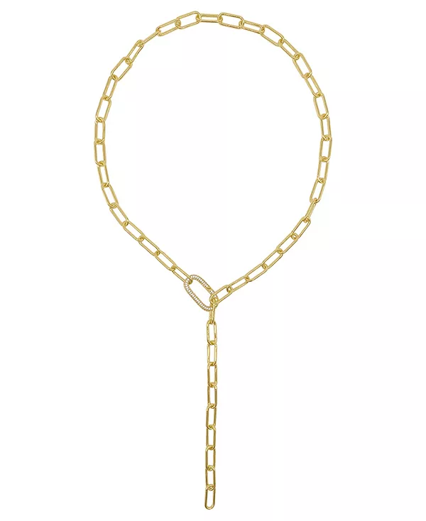 

Женское ожерелье с Y-образным замком-лариатом и кристаллами, покрытое 14-каратным золотом Adornia, yellow