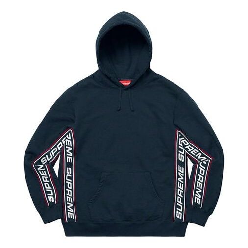 

Толстовка fw19 week 3 text rib hooded sweatshirt Supreme, синий