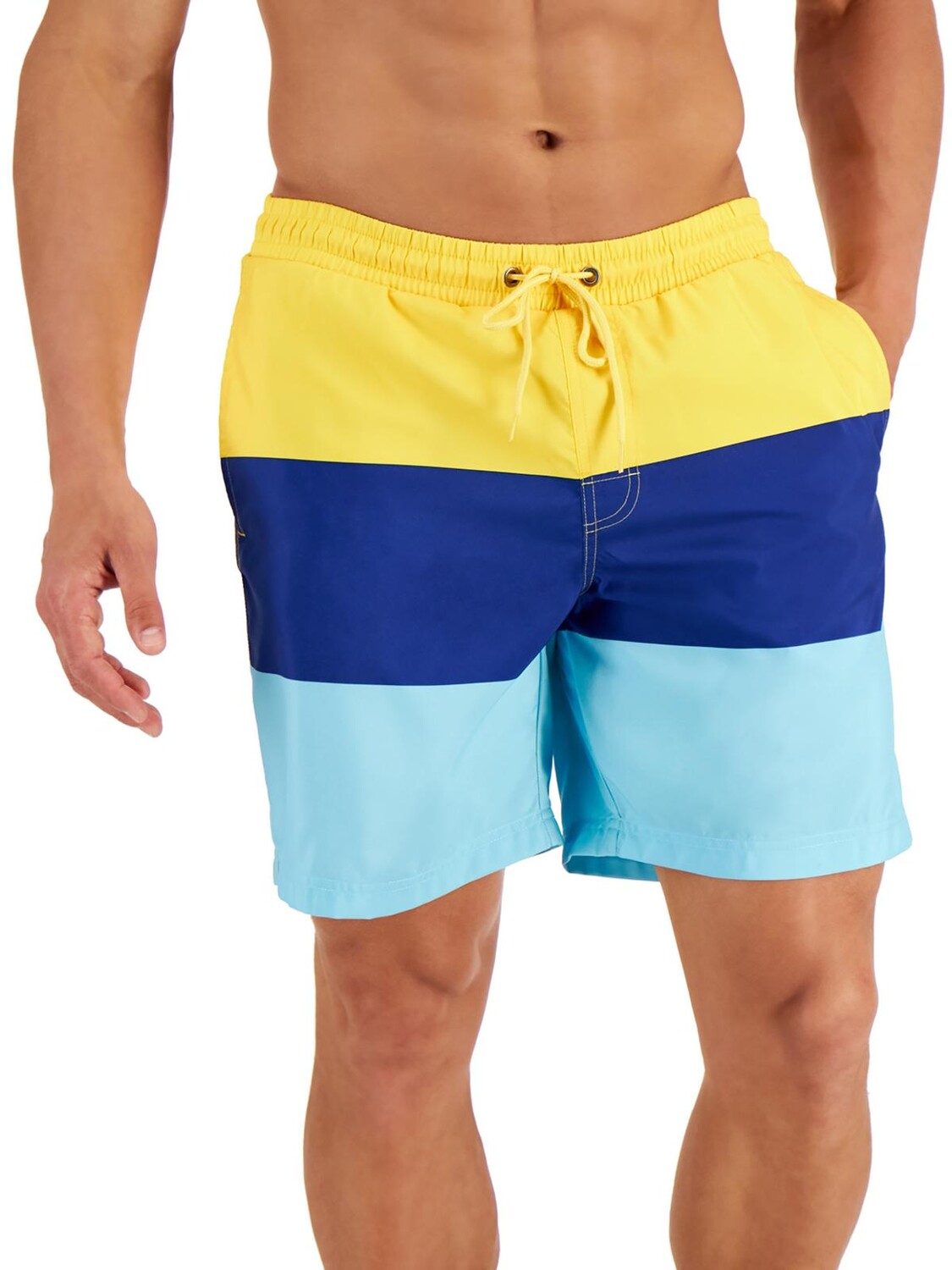 

Мужские плавки в полоску с цветными блоками Club Room, цвет Yellow/Navy/Blue