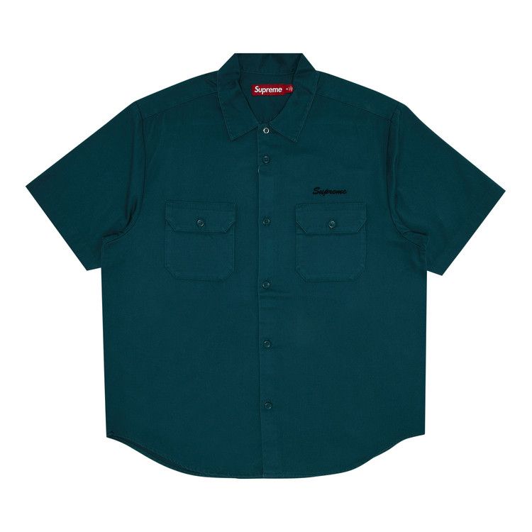 Рубашка Supreme Rhinestone Pin Up Short-Sleeve Work Shirt, Work Green