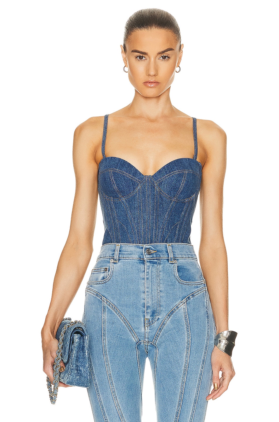

Джинсовое бюстье fleur du mal, цвет Medium Wash Denim