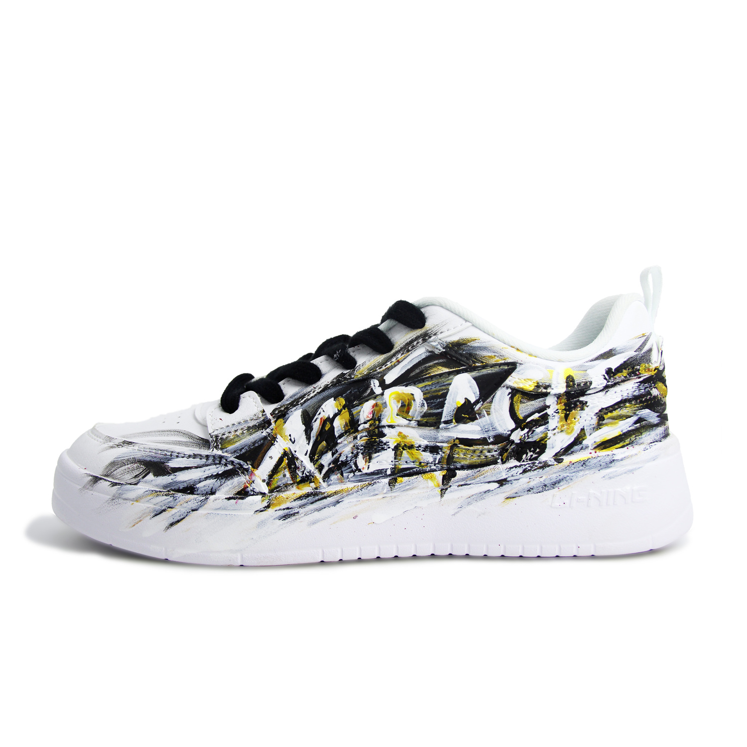 

Li-Ning Sycee Synthetic Leather Hand Drawn Graffiti легкие и дышащие низкие кроссовки для скейтбординга Unisex, черный золото белый
