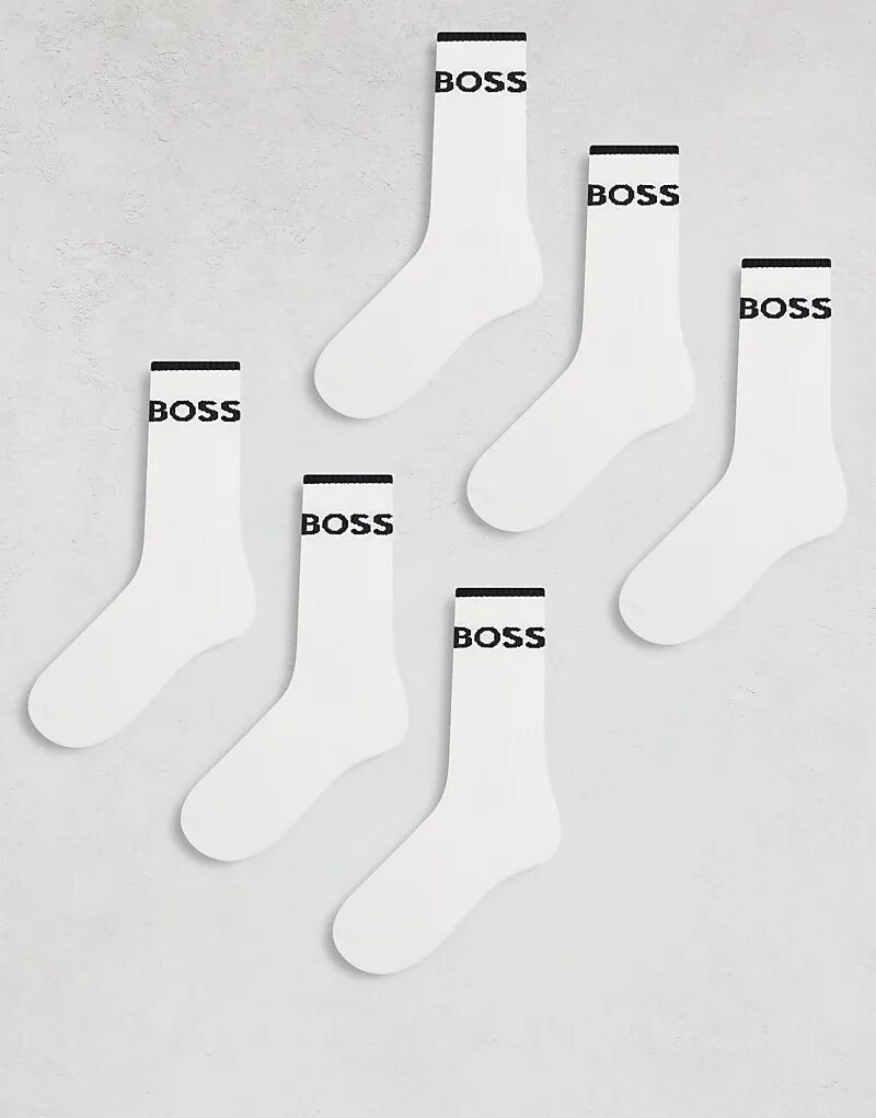 

6 пар носков для тренировок с полосатым логотипом белого цвета BOSS Bodywear
