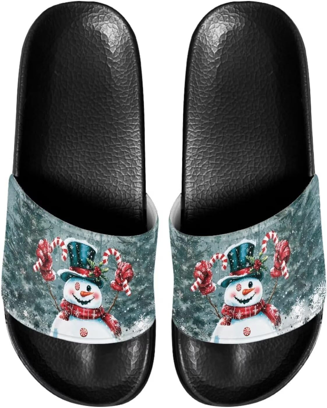 

Милые шлепанцы для женщин, удобные, быстро сохнущие, на плоской подошве, для пляжа и душа Judentidos, Cute Snowman Christmas