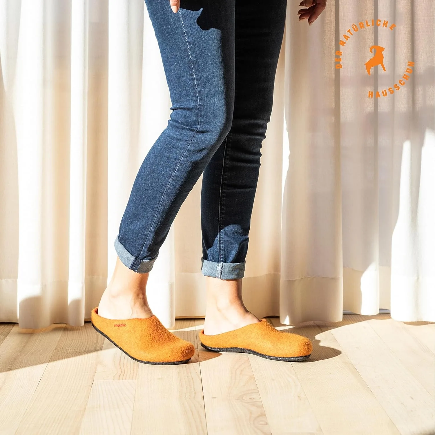 Тапочки MagicFelt AN 709 из чистой натуральной шерсти для мужчин и женщин - нескользящие и анатомической формы, оранжевый — фото 2