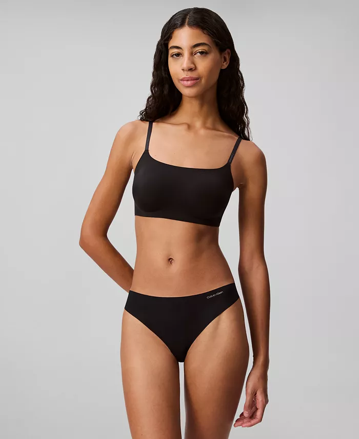 Женские трусы-стринги Invisibles из микрофибры с эффектом стрейч D3428 Calvin Klein, черный — фото 3