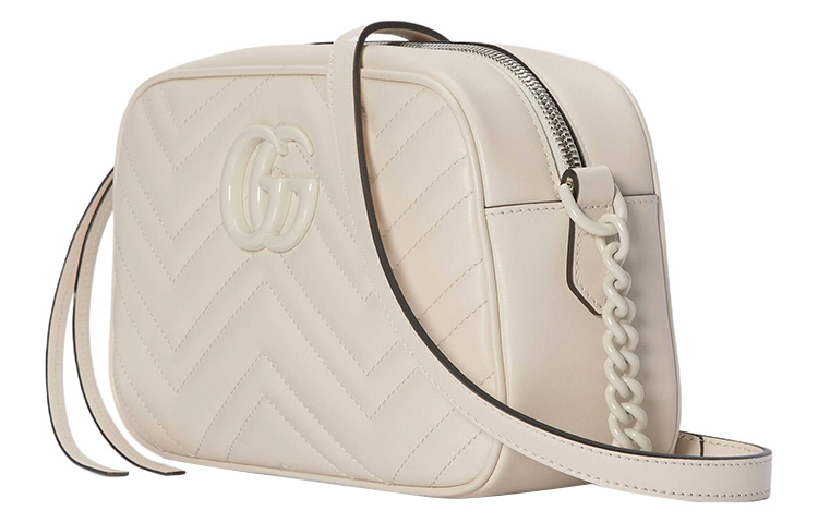 Женская сумка Gucci GG Marmont через плечо из белой кожи — фото 2