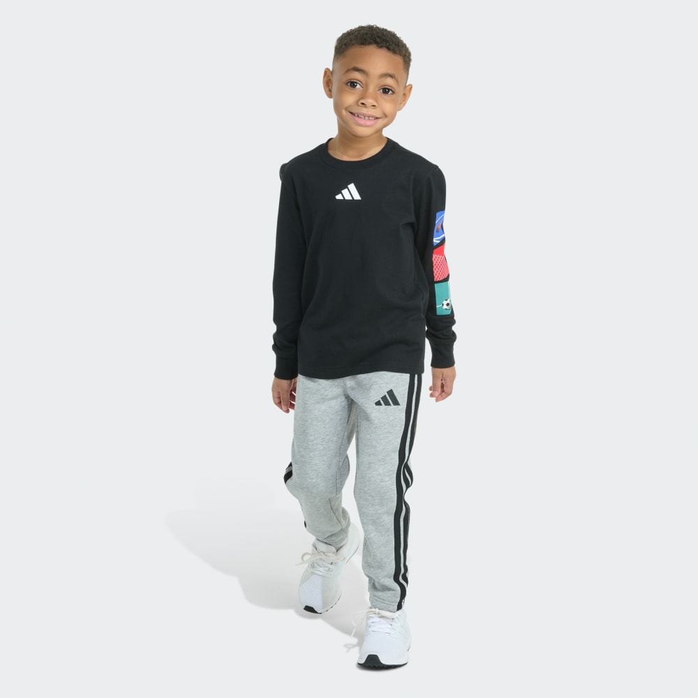 

Спортивный костюм Adidas 2-Piece Long Sleeve Graphic Cotton Tee & Heather Jogger Set, черный