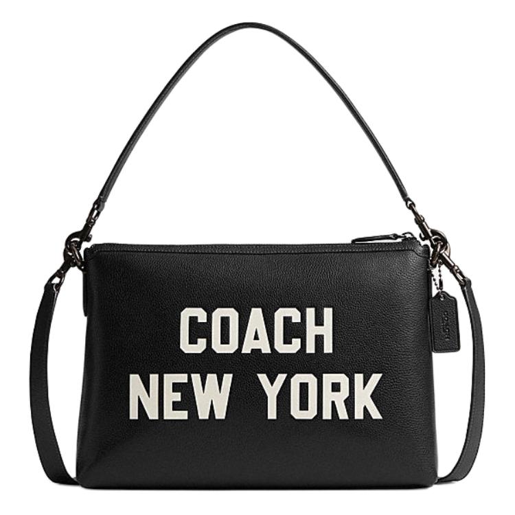 

COACH Сумка Relay из коровьей кожи, сумка через плечо, большая, унисекс, черная