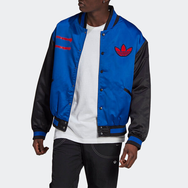 Куртка adidas originals Run-dmc Collegiate logo Printing Colorblock Jacket Blue, синий — фото 2