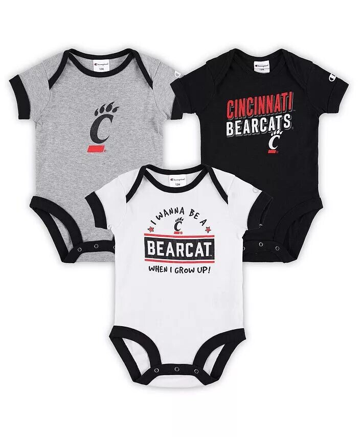 

Комплект из трех боди для мальчиков и девочек черного и серого цветов Cincinnati Bearcats I Wanna Be Champion