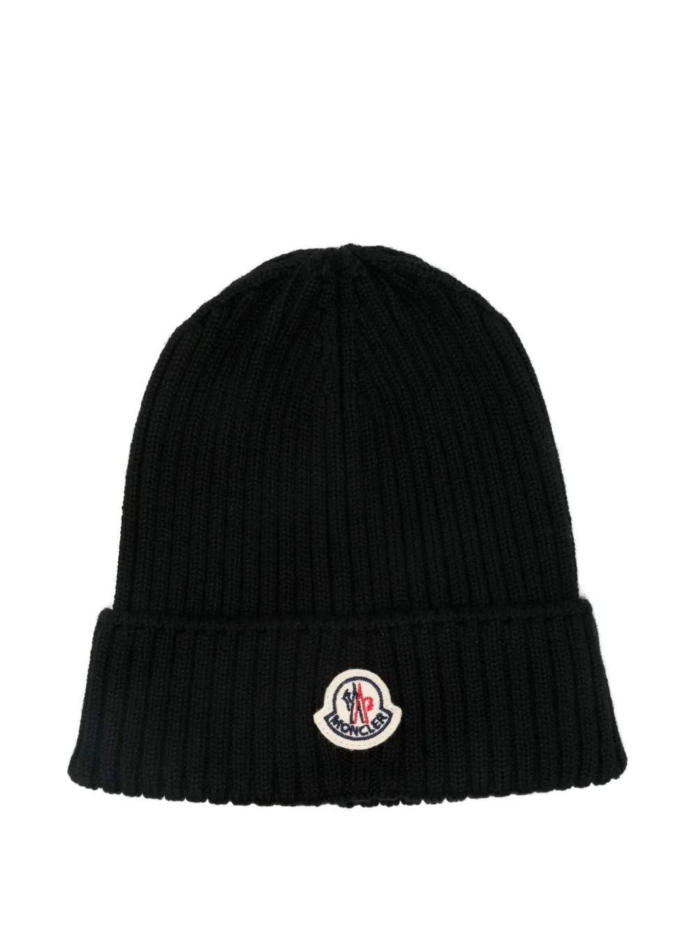 

Ребристая шапка с нашивкой-логотипом Moncler Enfant, черный