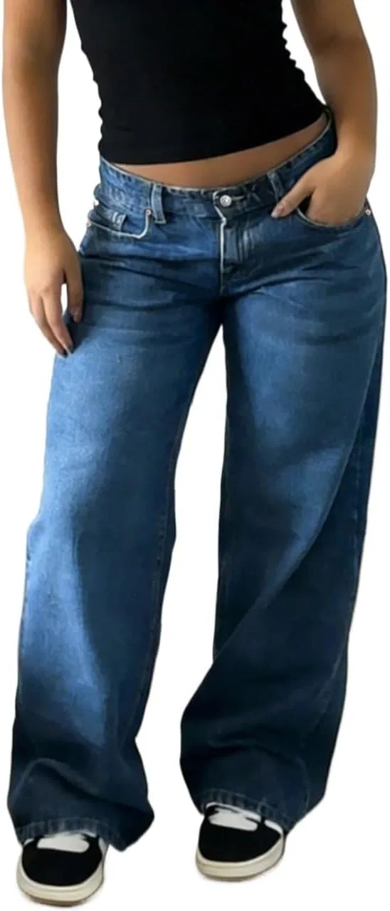 Джинсы свободные низкой посадки, Dark Wash