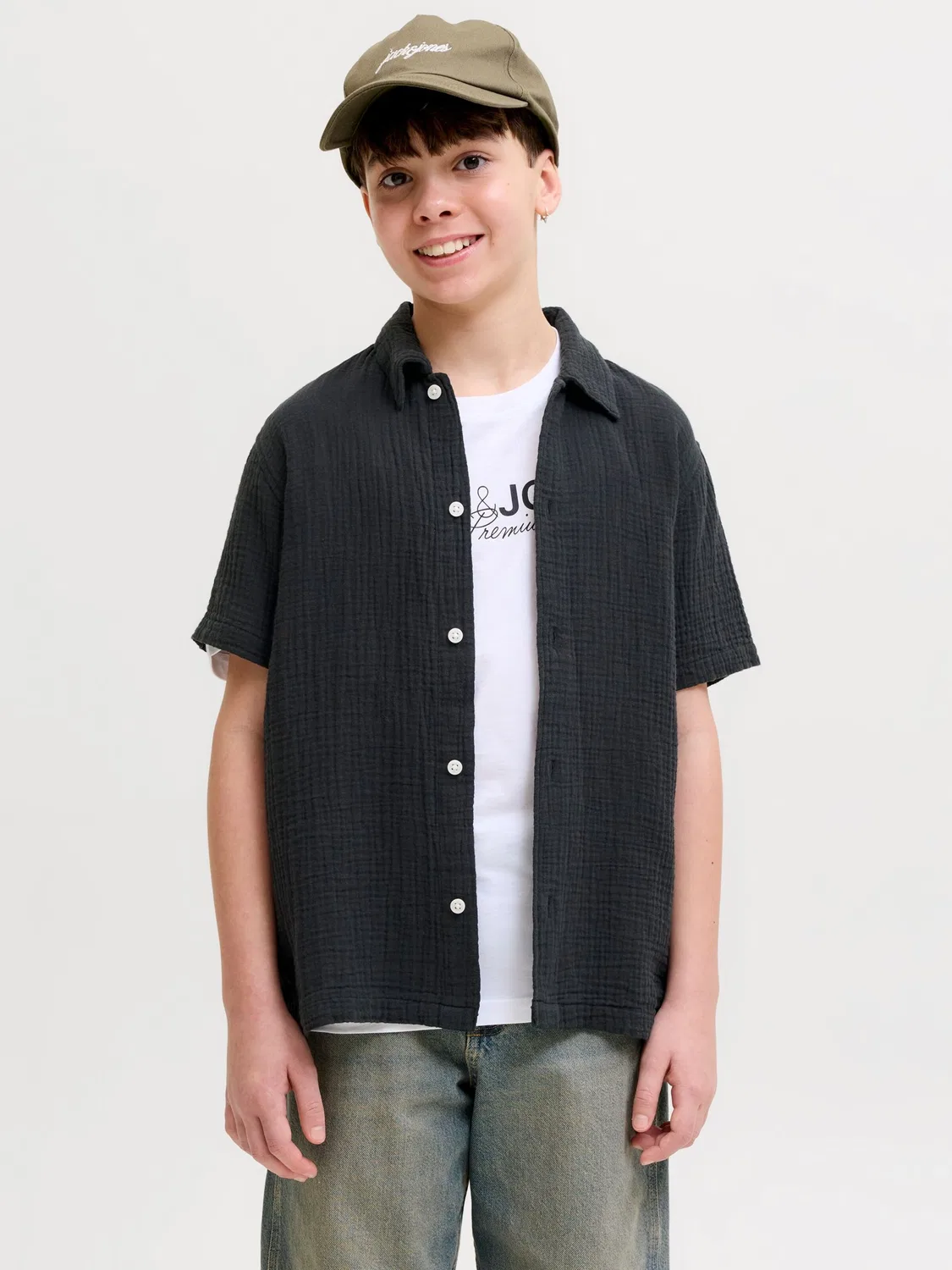 Рубашка на пуговицах стандартного кроя Jack & Jones Junior, Black — фото 2