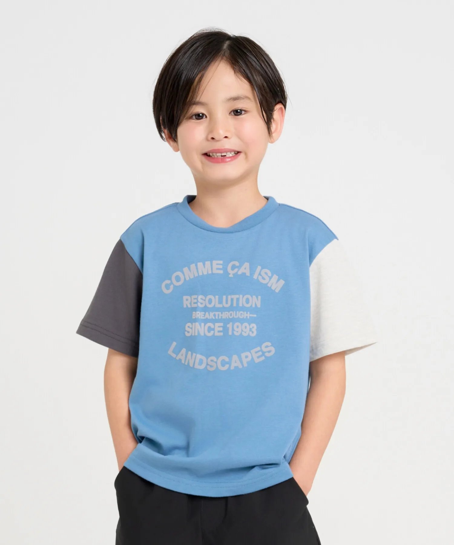 Футболка детская с флок-принтом COMME CA ISM T-shirt синяя