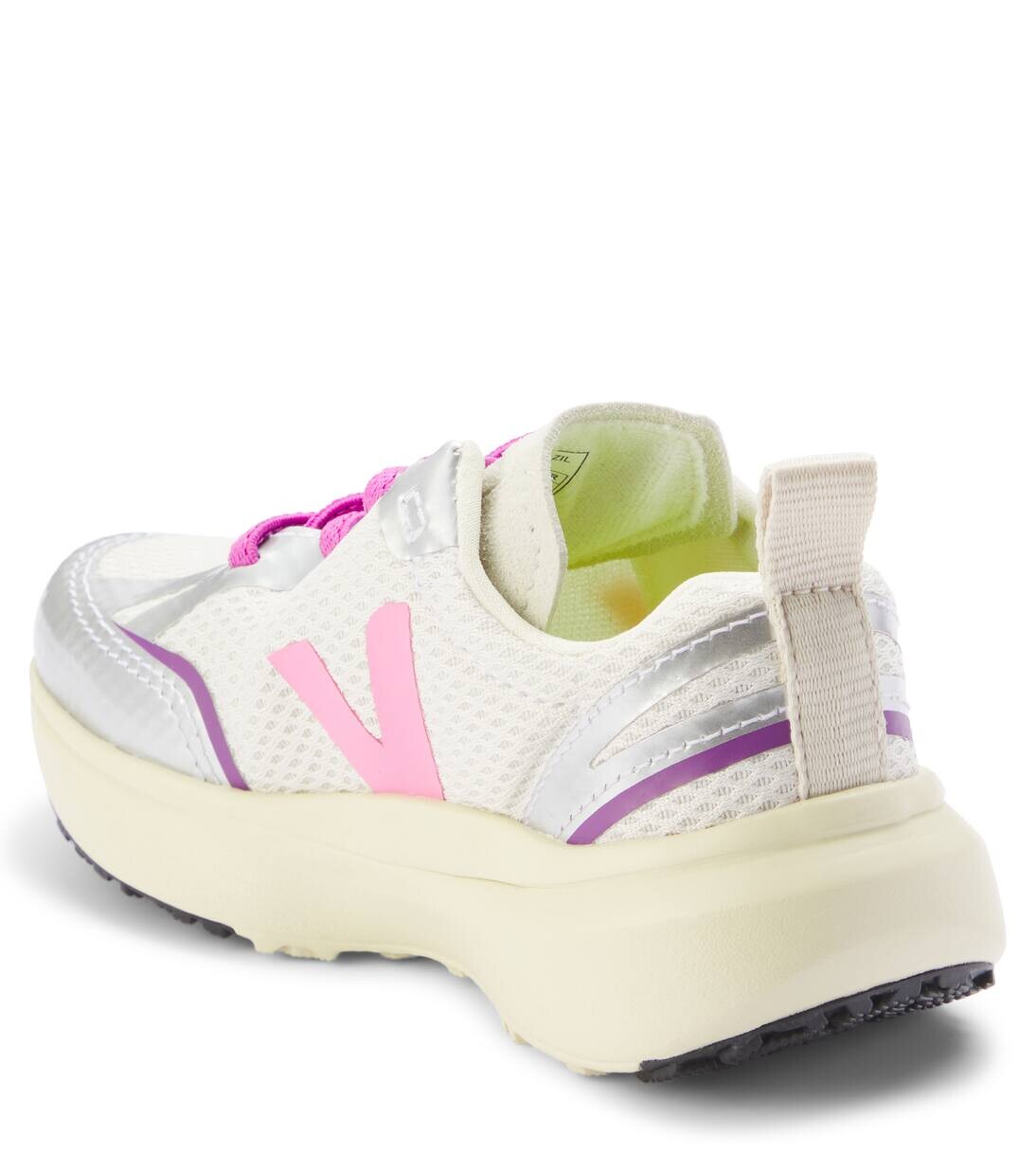 Канареечные кроссовки Veja Kids, цвет gravel_malibu_silver — фото 2