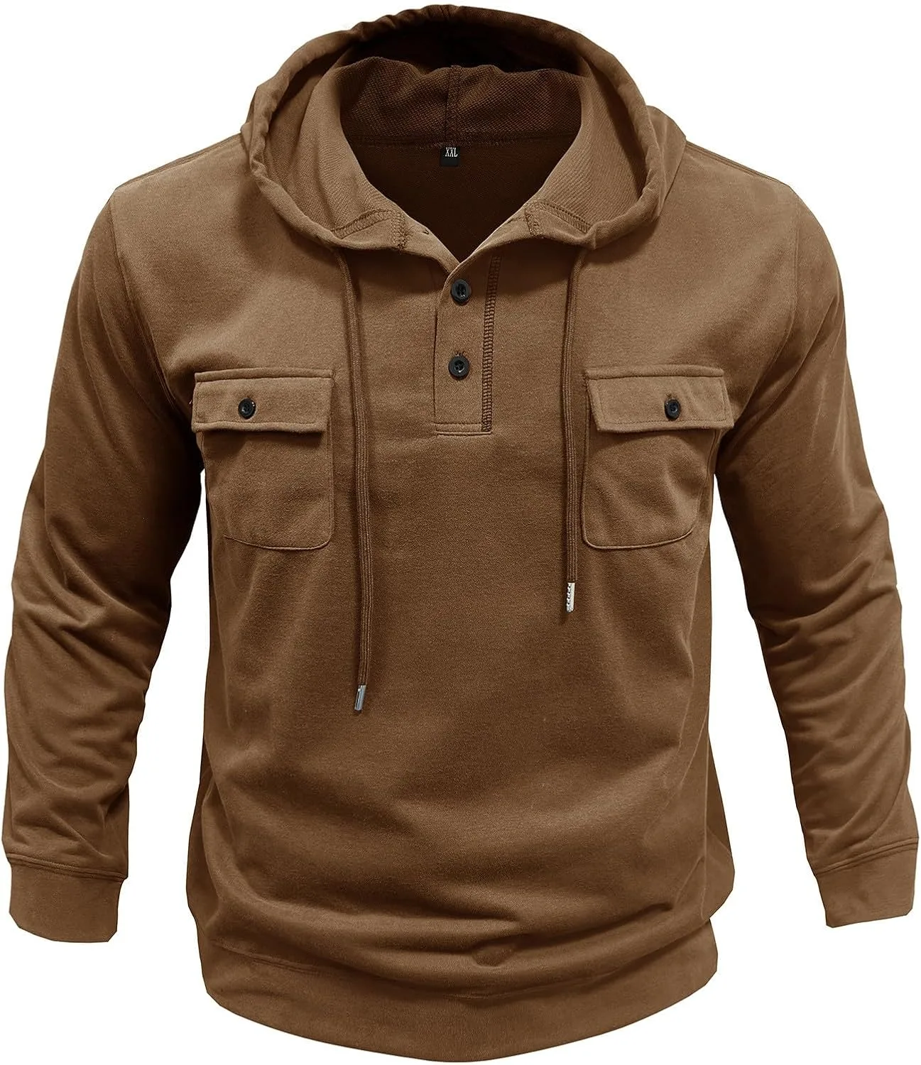 

Мужская толстовка с капюшоном на пуговицах, легкая, с карманами