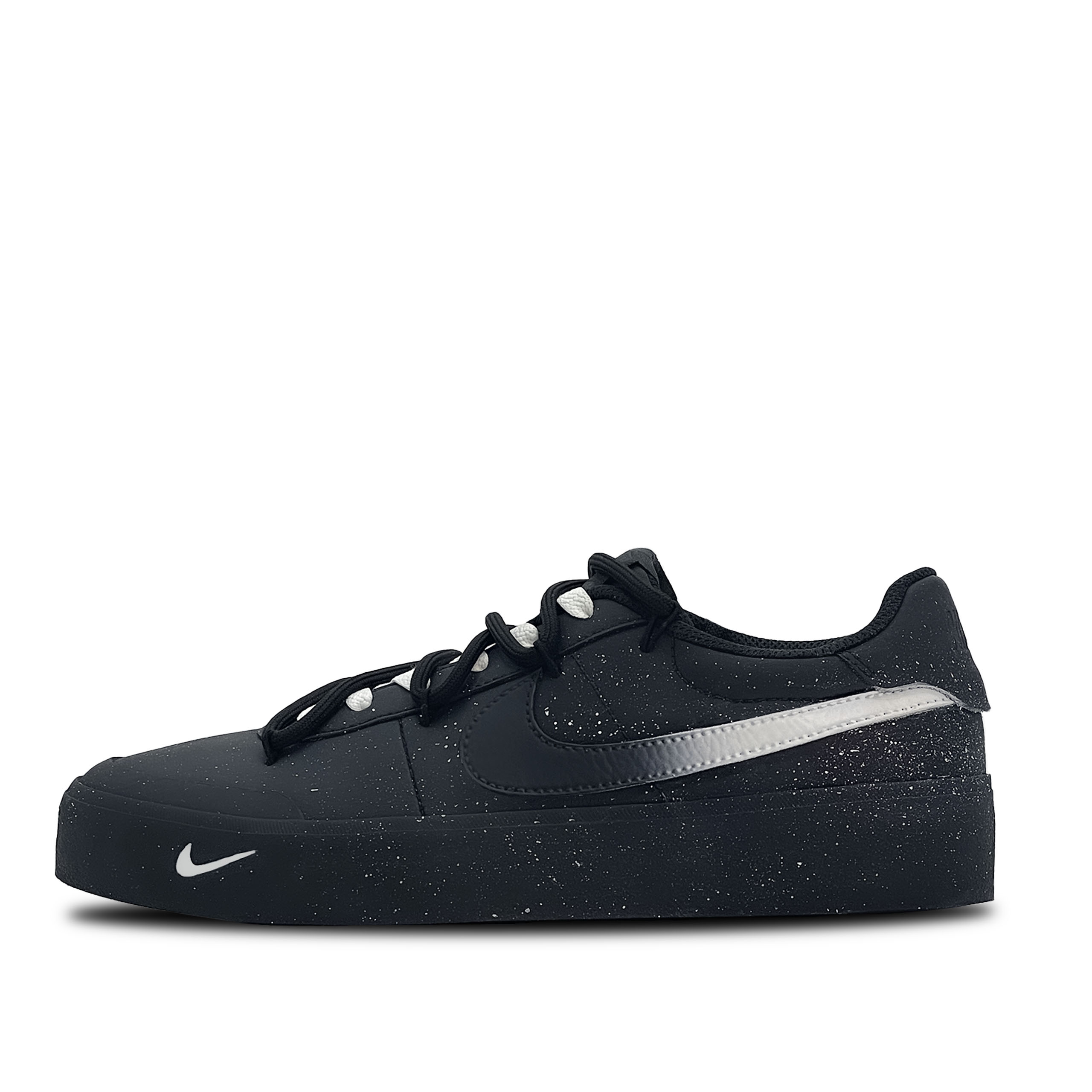 

Nike Кроссовки Court Shot Cool Black Star Meteorite, износостойкие, низкие, для скейтбординга, мужские, черно-белые