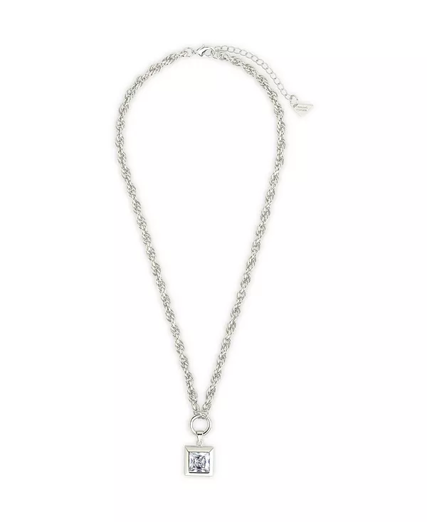 

Крупное цепочное ожерелье Bess с кубическим цирконием Sterling Forever, silver