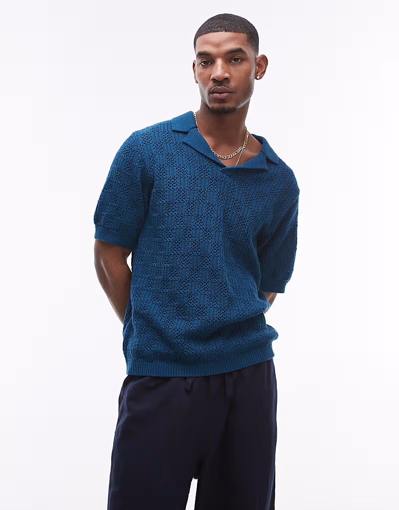 

Поло крючком Topman синего цвета