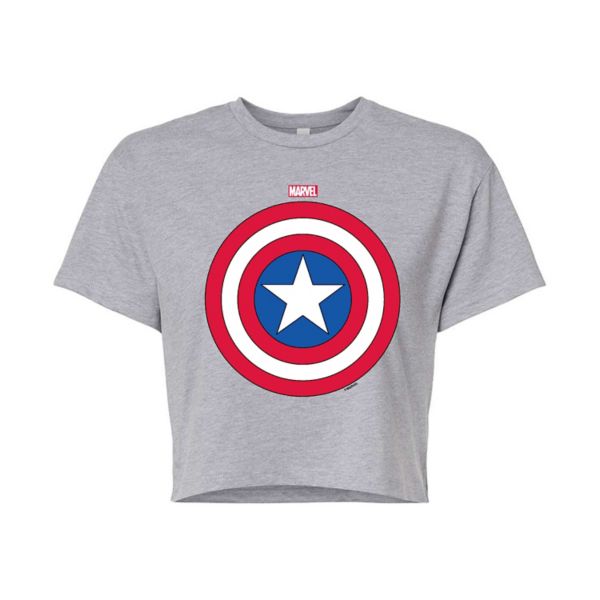 

Футболка кроп с щитом Капитана Америка для подростков Marvel, серый