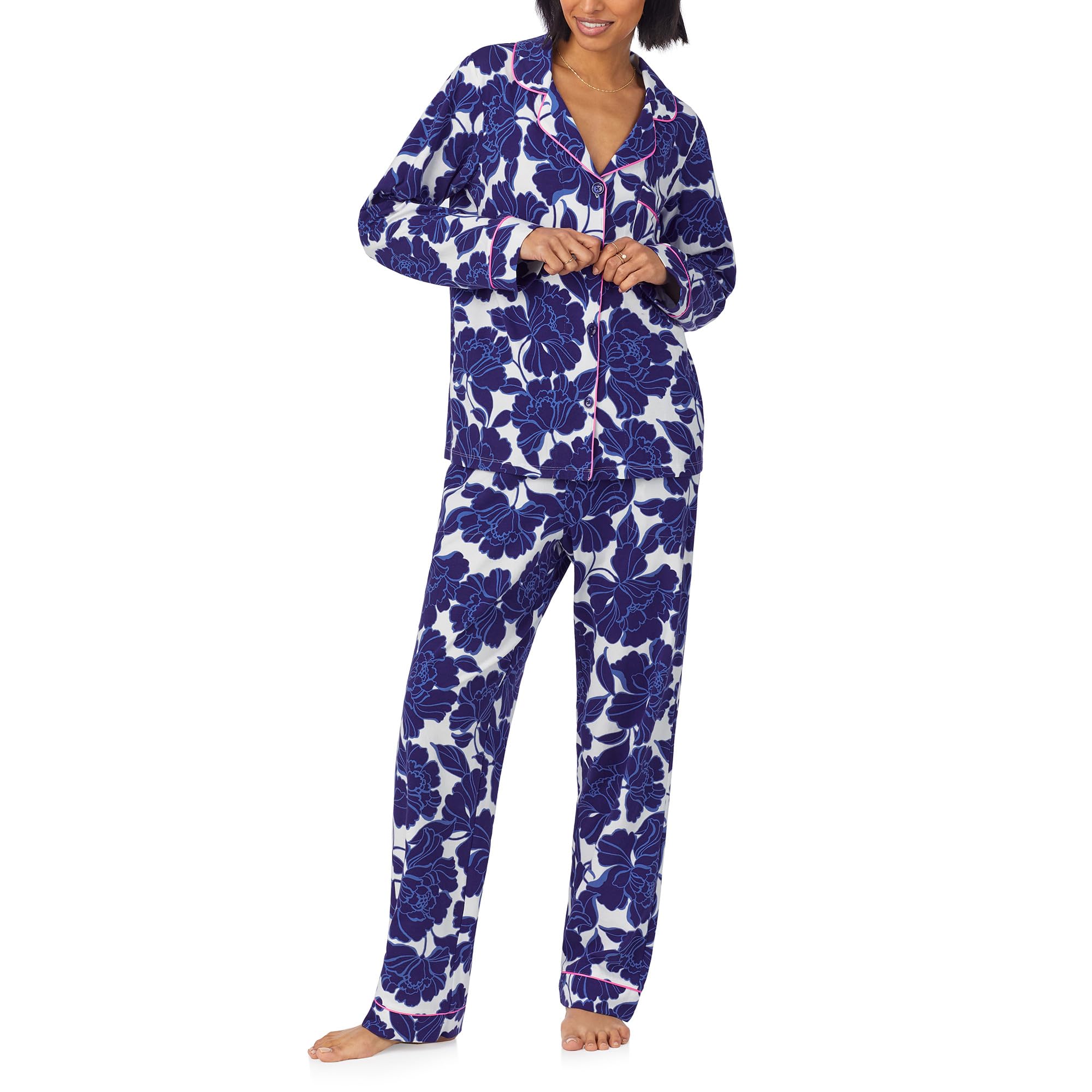 

Пижама Bedhead PJs Cotton Knit Long Sleeve Notch Collar Pj Set, Isabella Flora