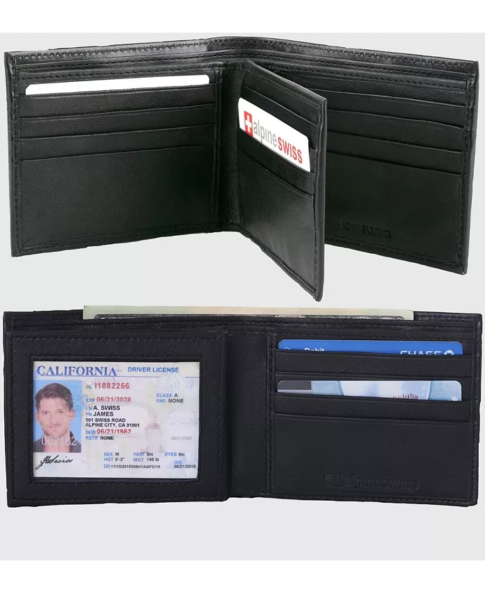 

Мужской кошелек Trifold Bifold Billfolds на выбор из натуральной кожи Alpine Swiss, мультиколор