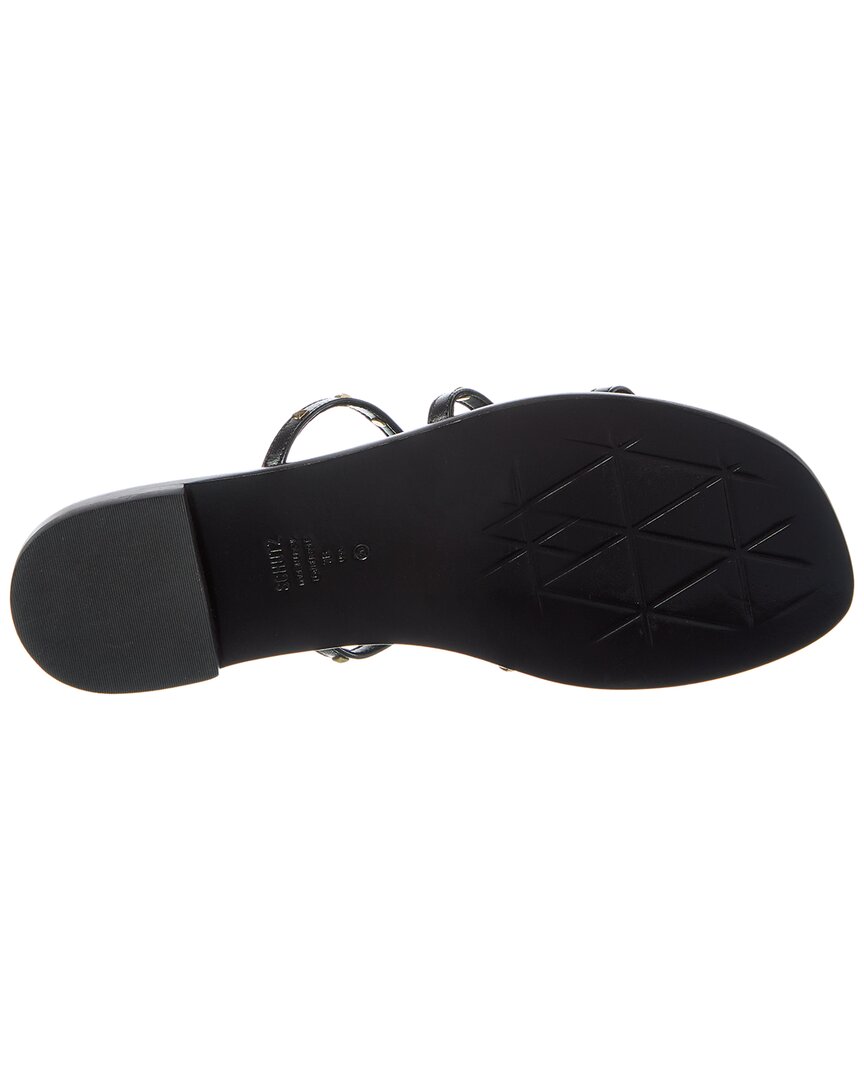SCHUTZ Lydia Flat Leather Sandal, черный — фото 4