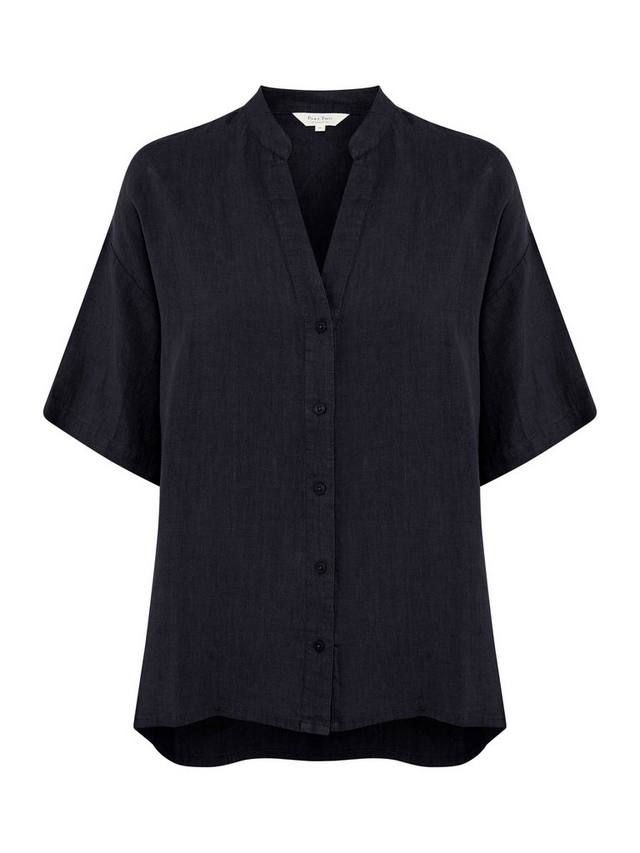 

Ghita топ с V-образным вырезом из чистого льна Part Two, Dark Navy