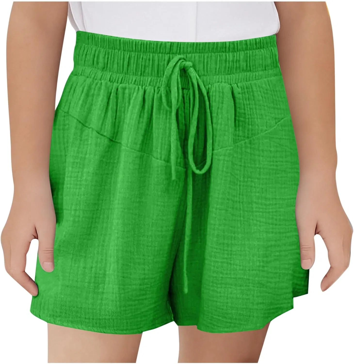Шорты для девочек из льна с эластичным поясом, Zzalalana, Mint Green
