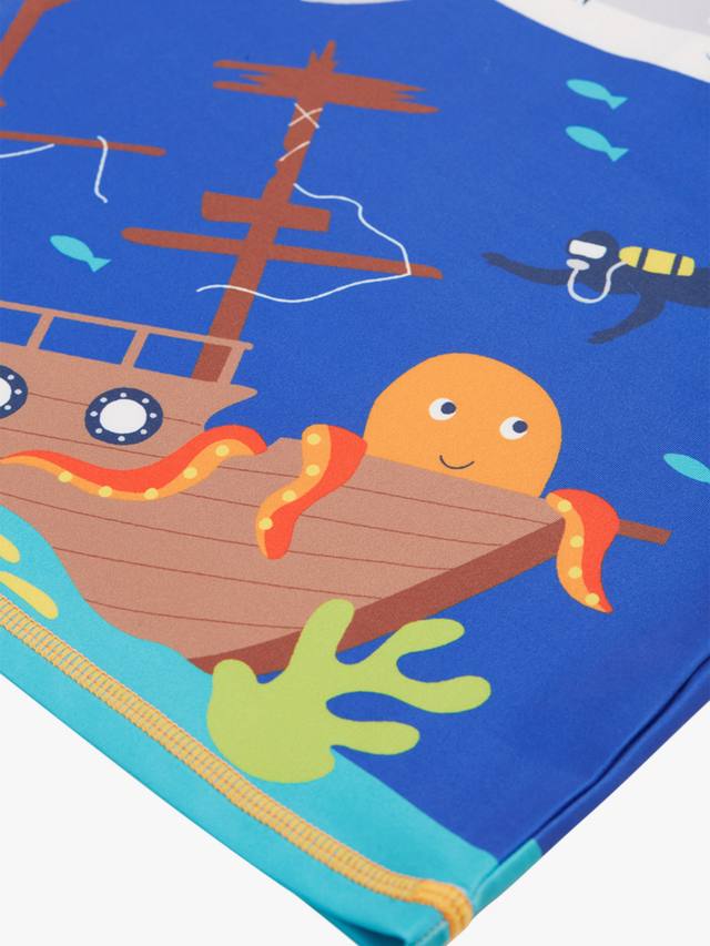 Детский защитный лонгслив от солнца с морскими обитателями Frugi, Orange/Blue — фото 4